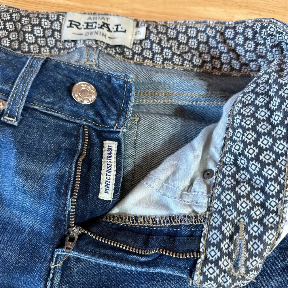 Ariat Jeans Womens 27L Blue Denim Makenzie Perfect Rise Straight Real 28x34" - Picture 14 of 16